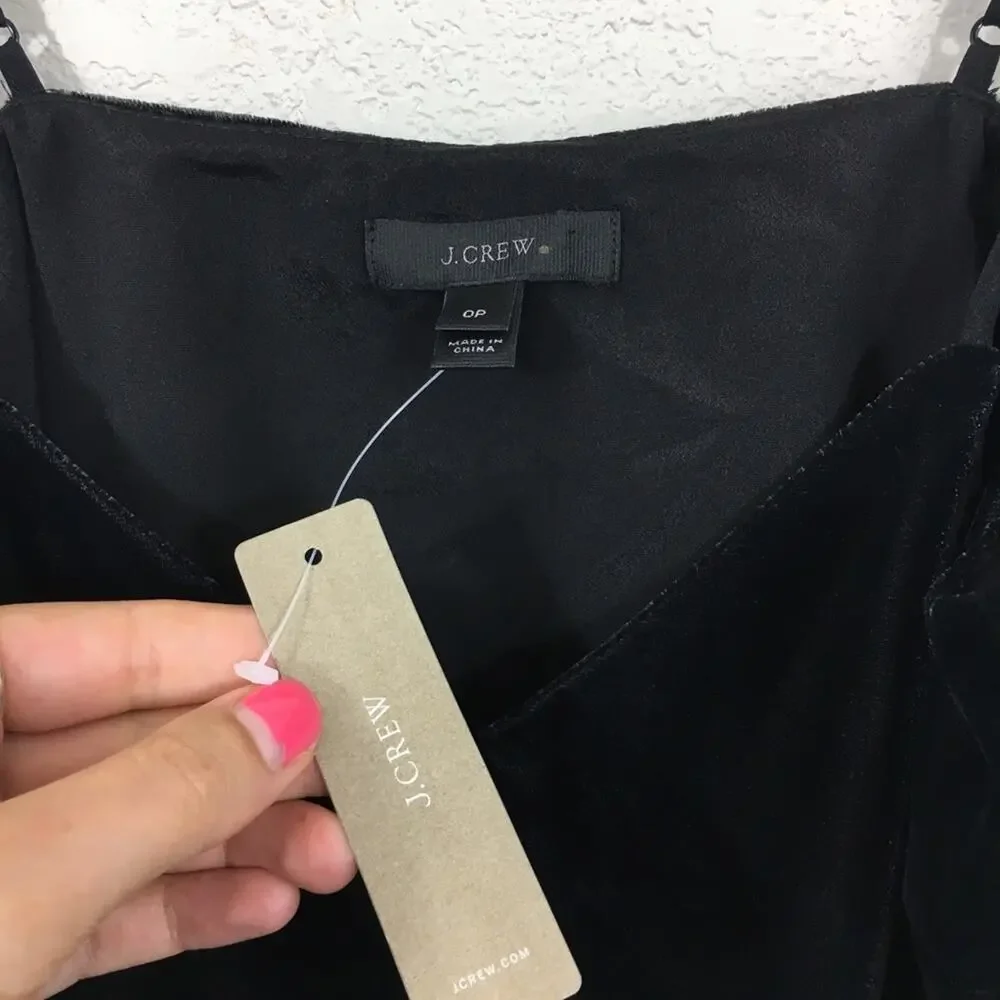 NWT J. Crew black peplum velvet tank top